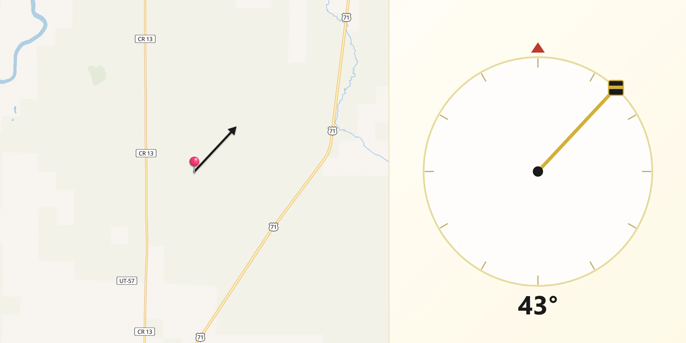 Qibla Direction from Koochiching