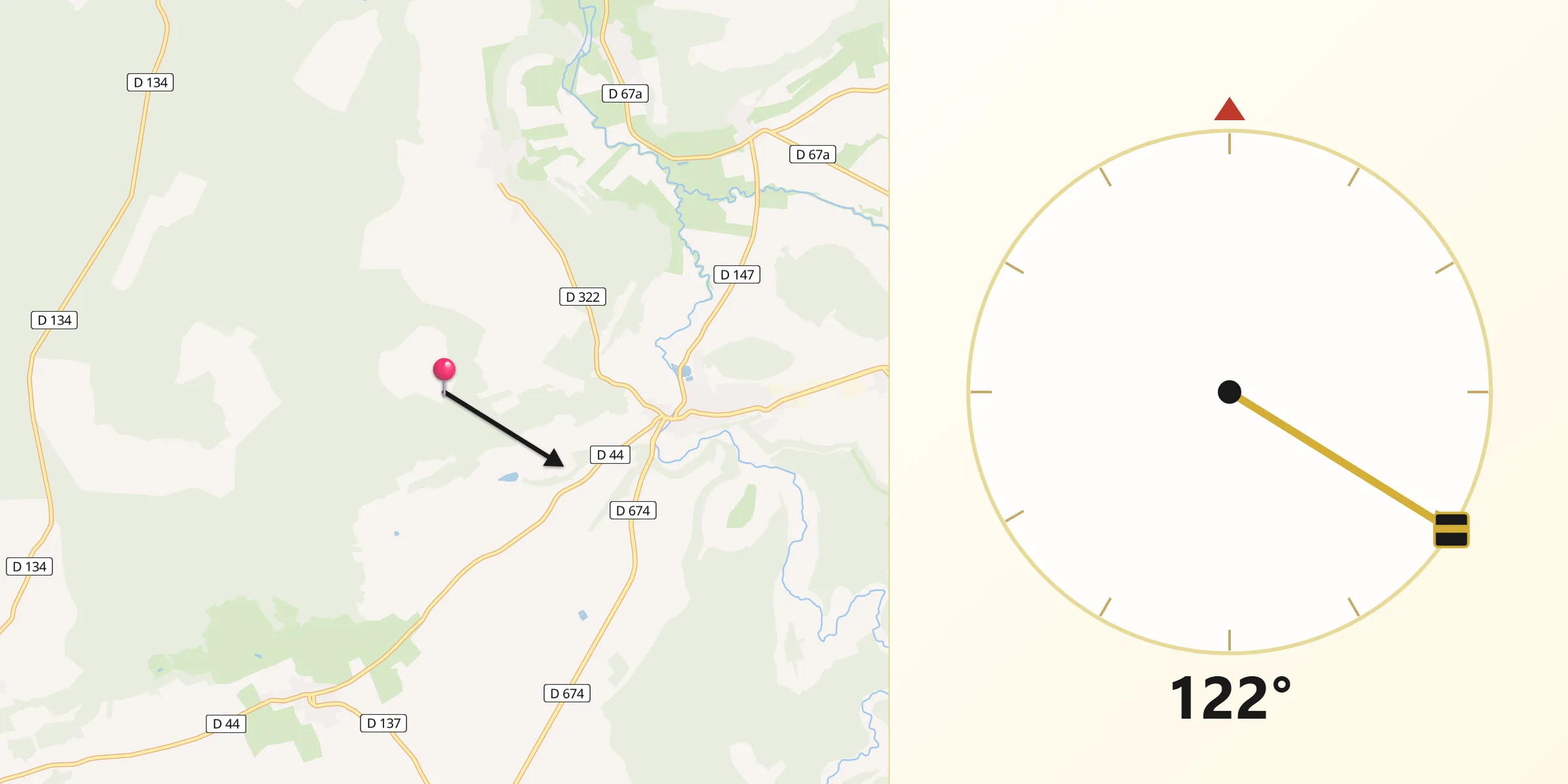 Direction vers la Qibla depuis Rimaucourt