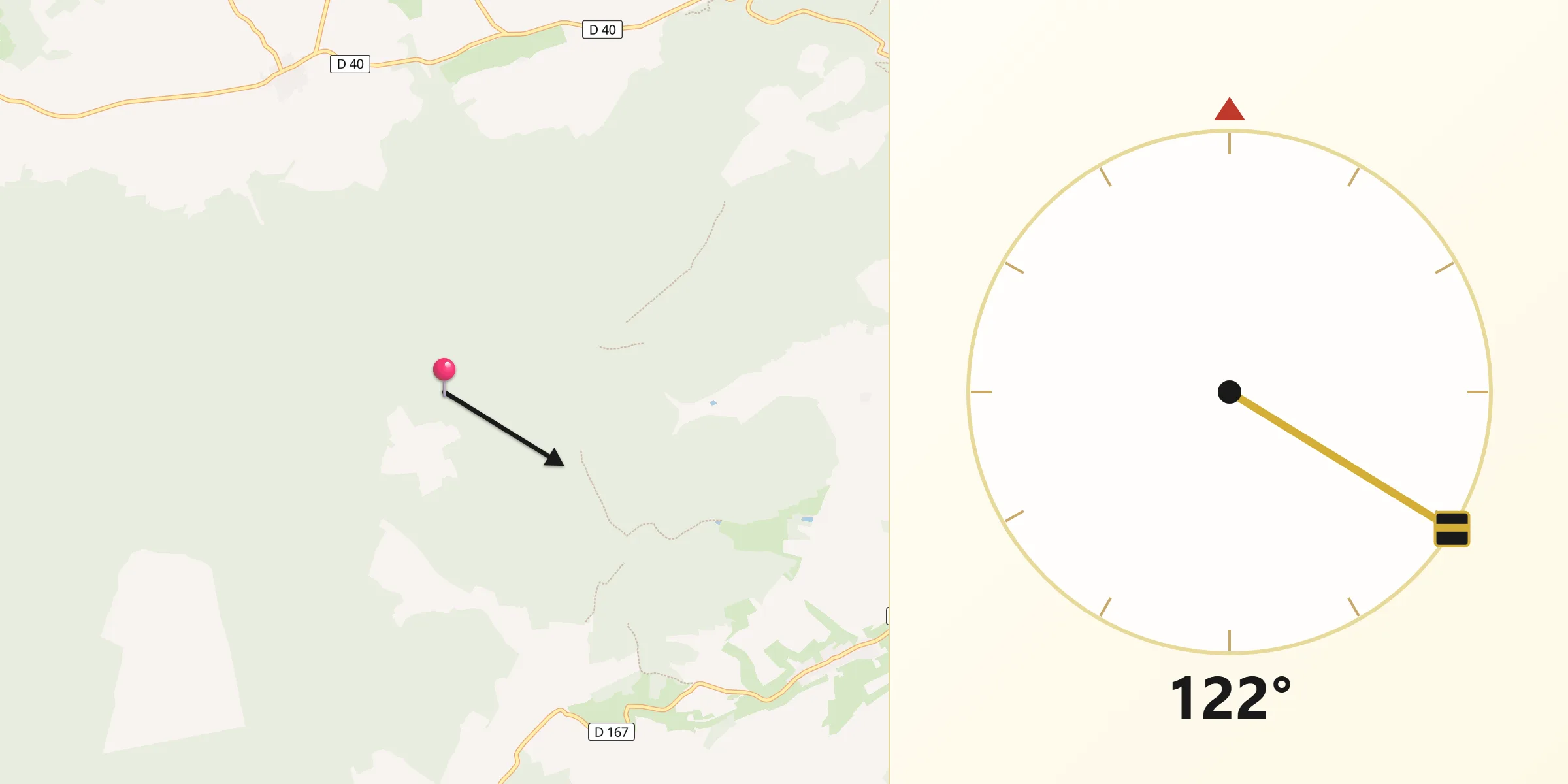 Direction vers la Qibla depuis Soncourt-sur-Marne