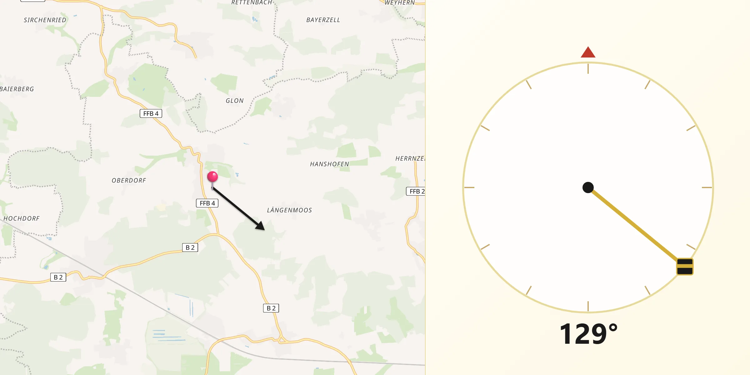 Qibla-Richtung von Mittelstetten