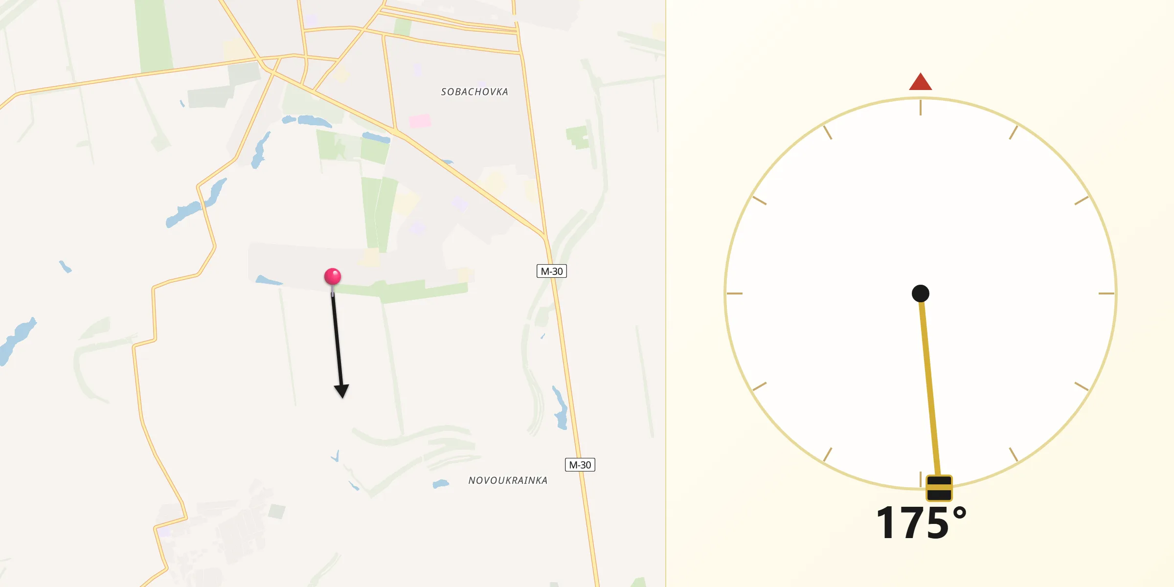 Направление Киблы из Pokrovsk Raion