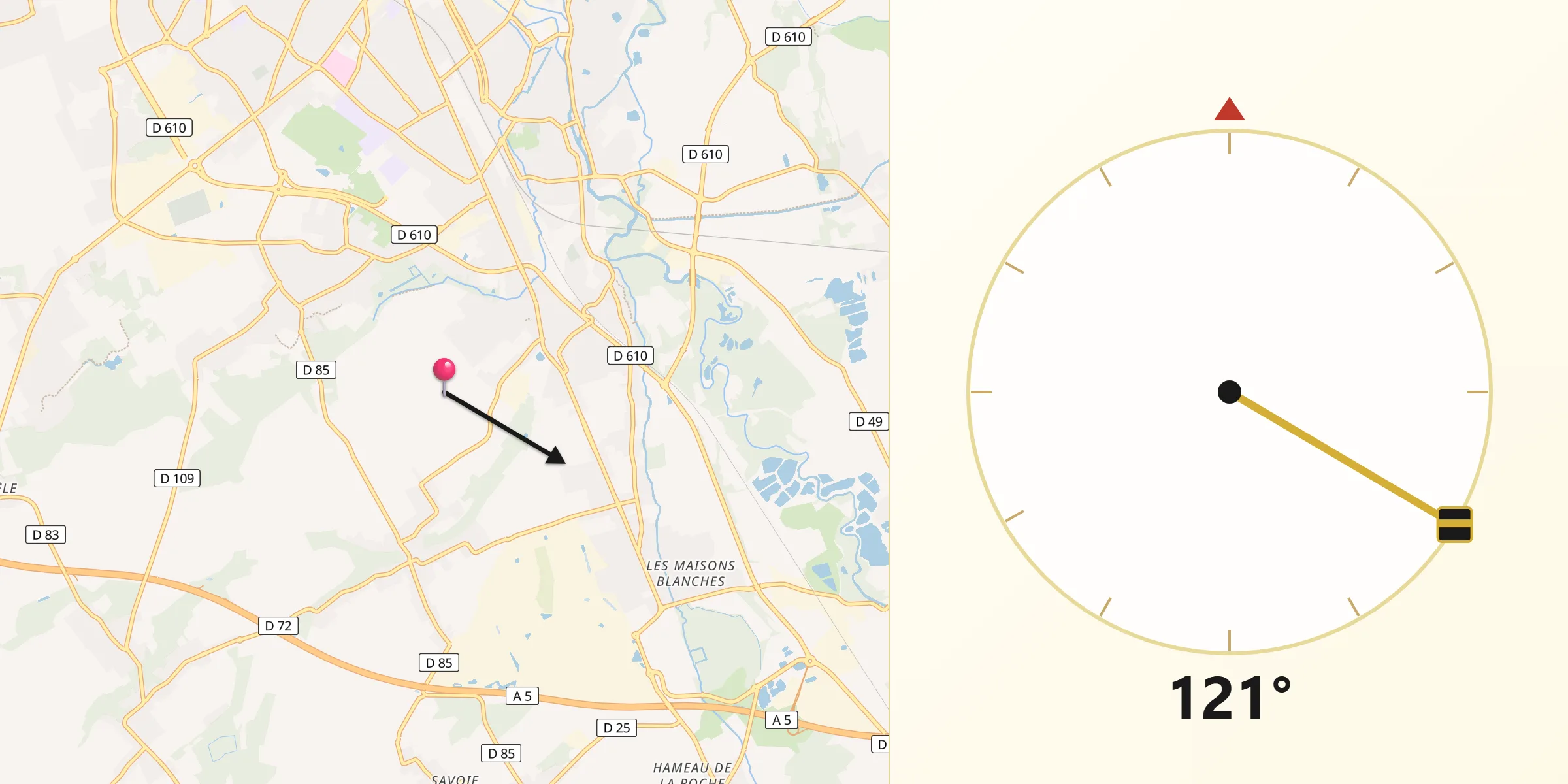 Direction vers la Qibla depuis Département de l'Aube