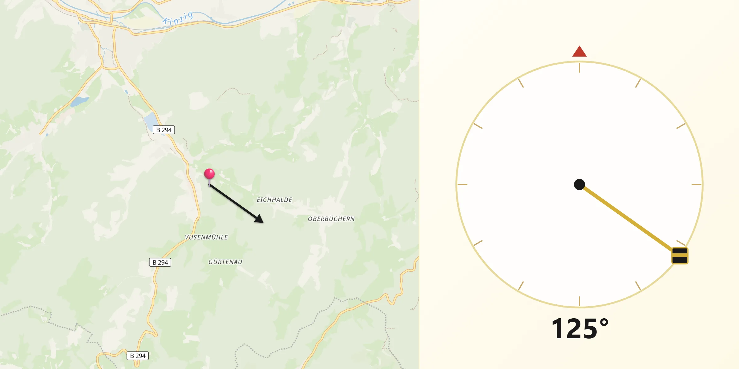 Qibla-Richtung von Mühlenbach