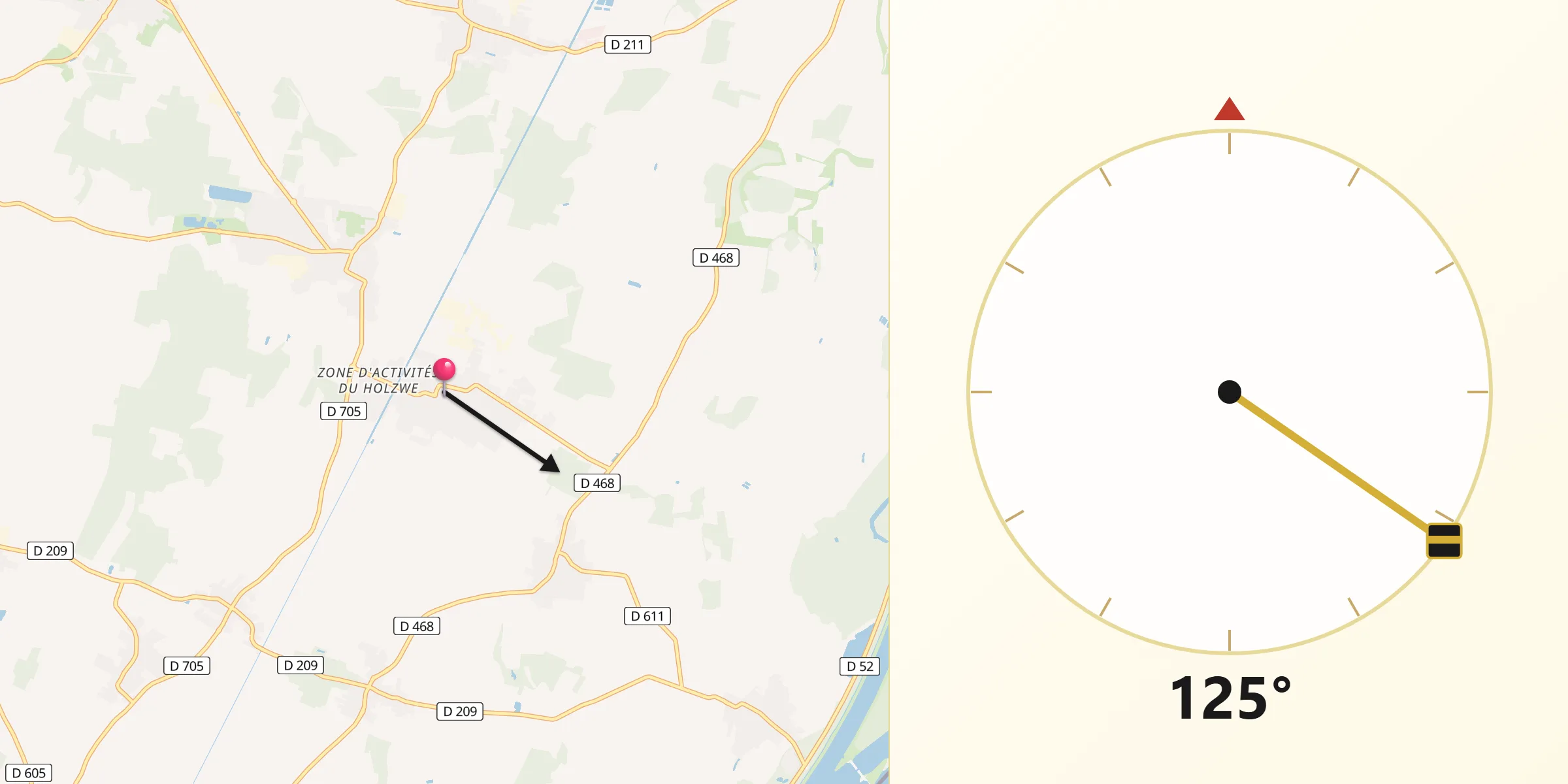 Direction vers la Qibla depuis Sundhouse