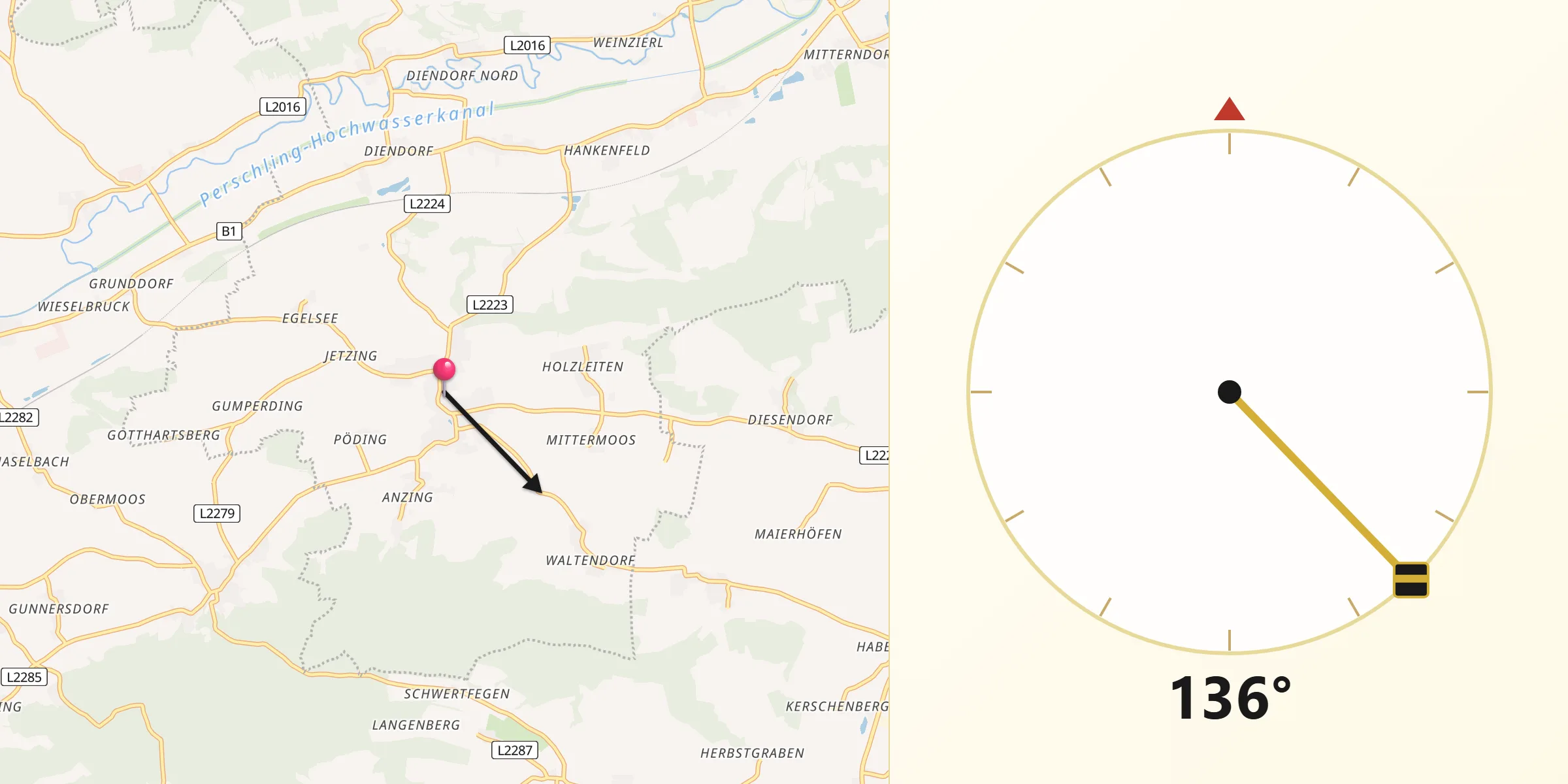 Qibla-Richtung von Würmla