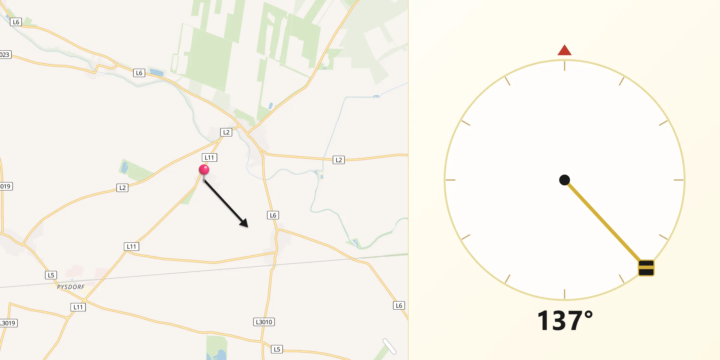 Qibla-Richtung von Großhofen