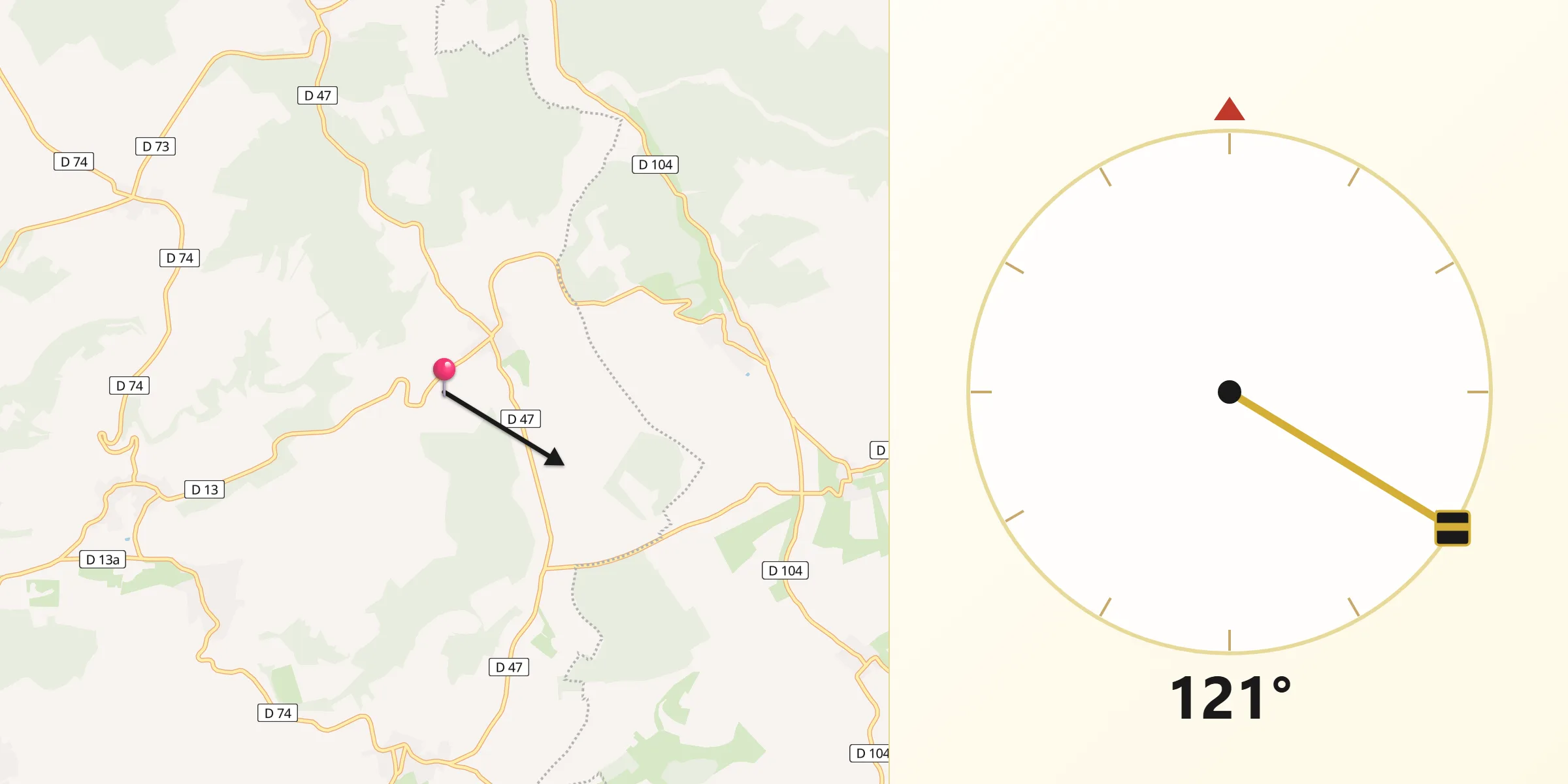 Direction vers la Qibla depuis Rizaucourt-Buchey