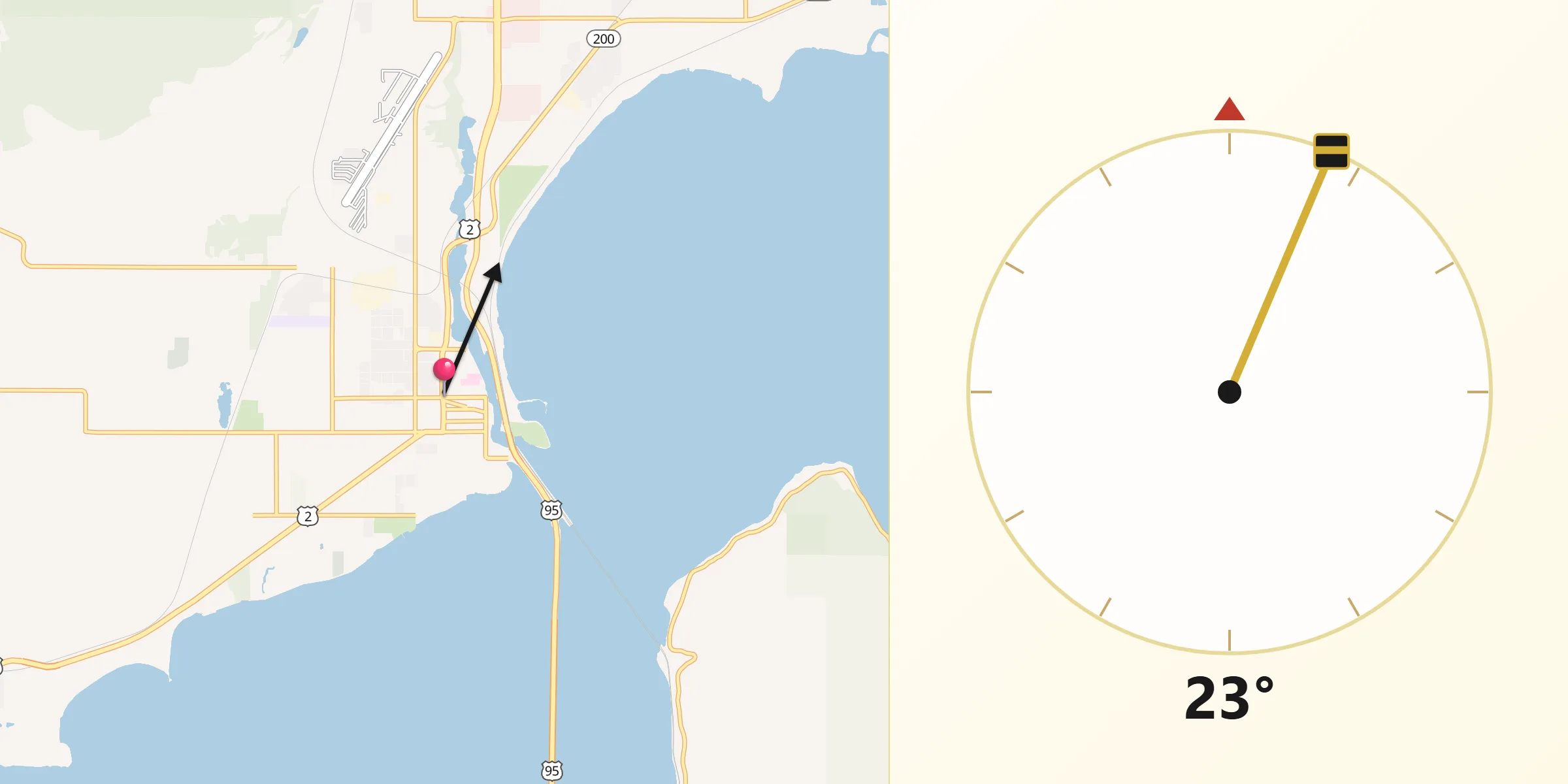 Qibla Direction from Sandpoint
