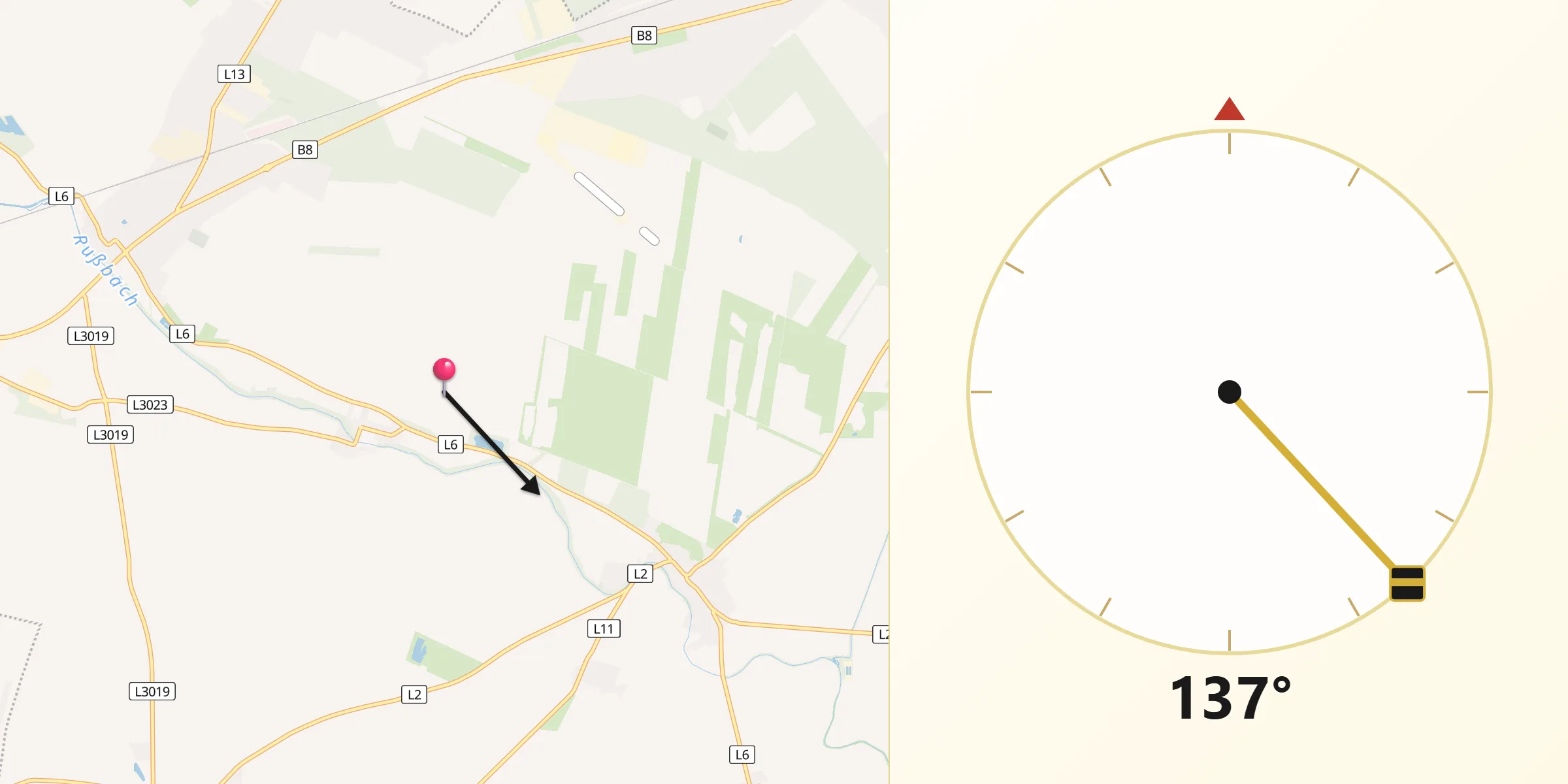 Qibla-Richtung von Parbasdorf