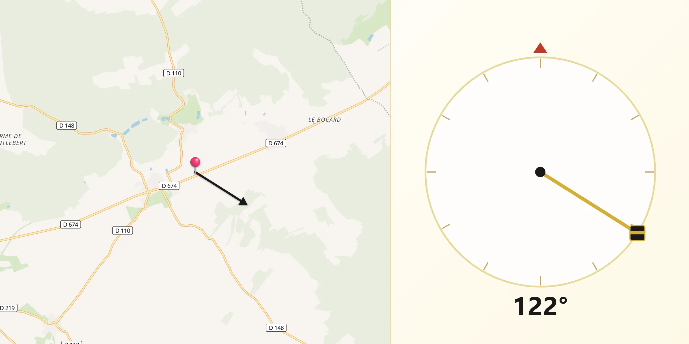 Direction vers la Qibla depuis Liffol-le-Petit