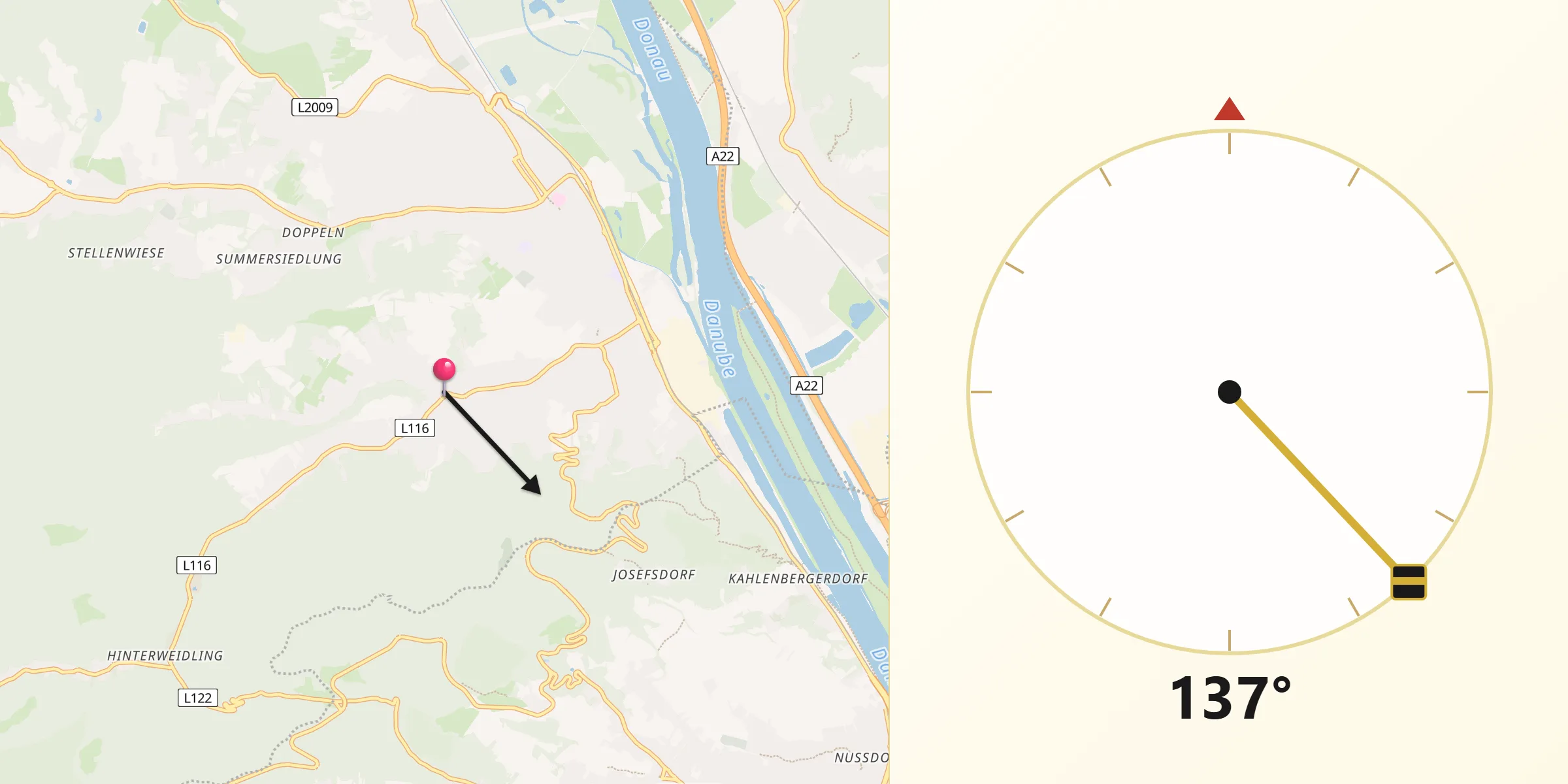 Qibla-Richtung von Weidling