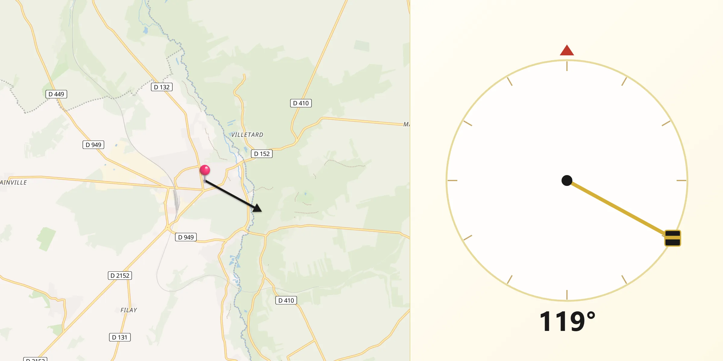 Direction vers la Qibla depuis Malesherbes