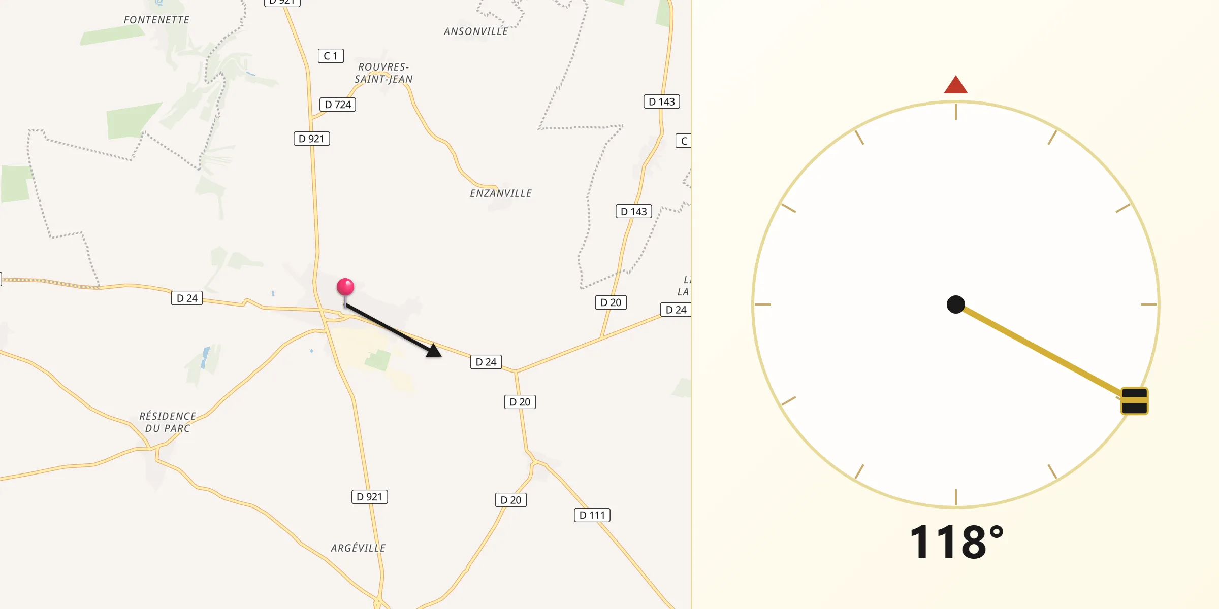 Direction vers la Qibla depuis Sermaises