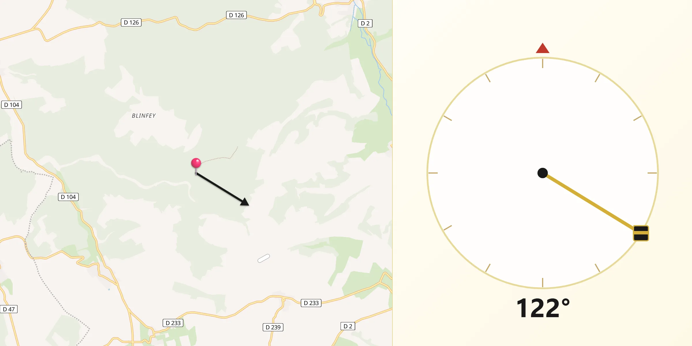 Direction vers la Qibla depuis Daillancourt