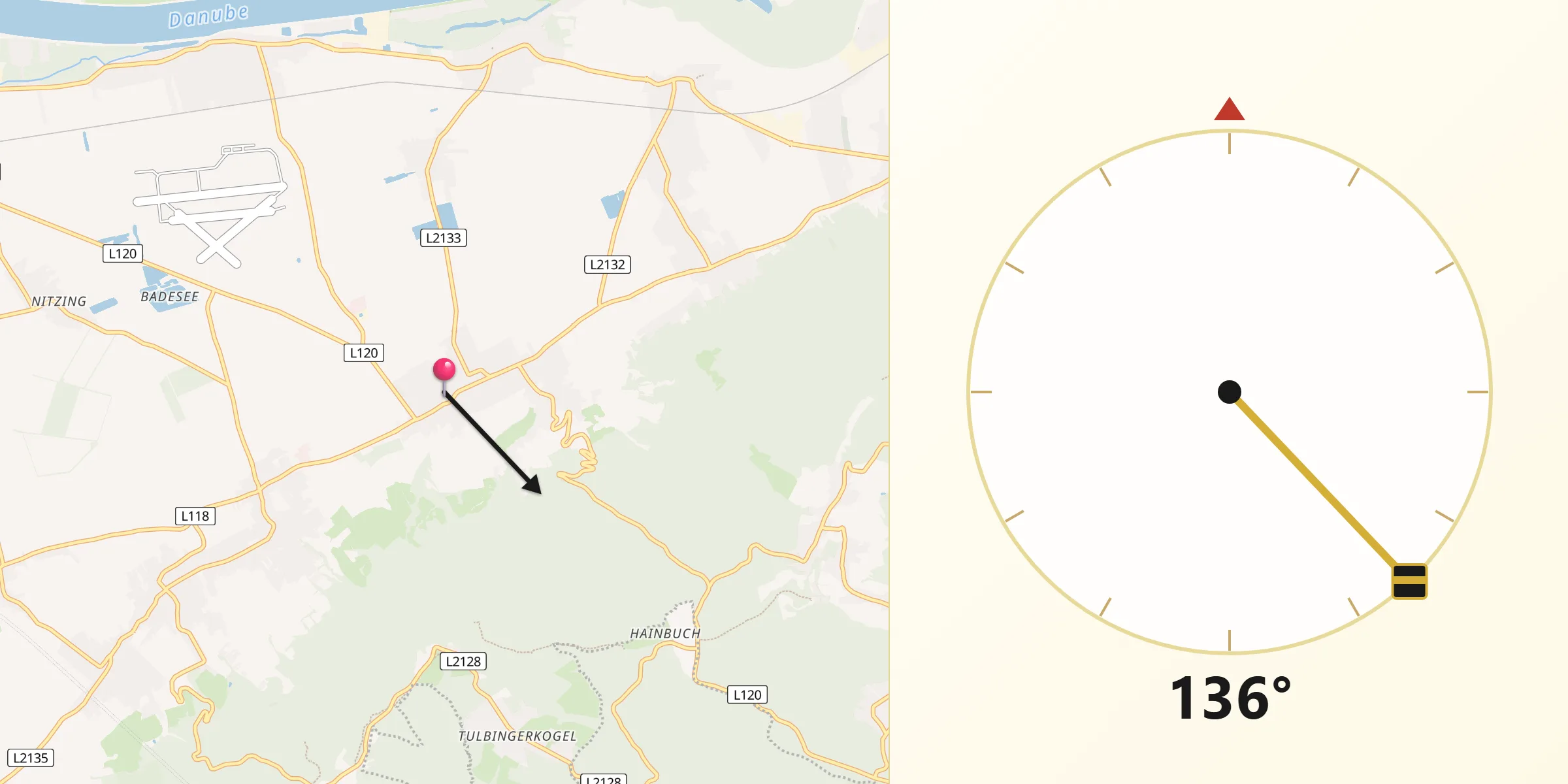 Qibla-Richtung von Königstetten