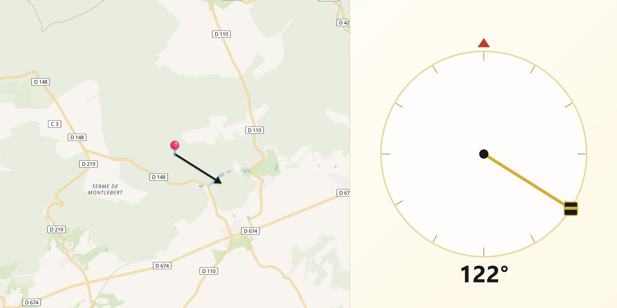 Direction vers la Qibla depuis Lafauche