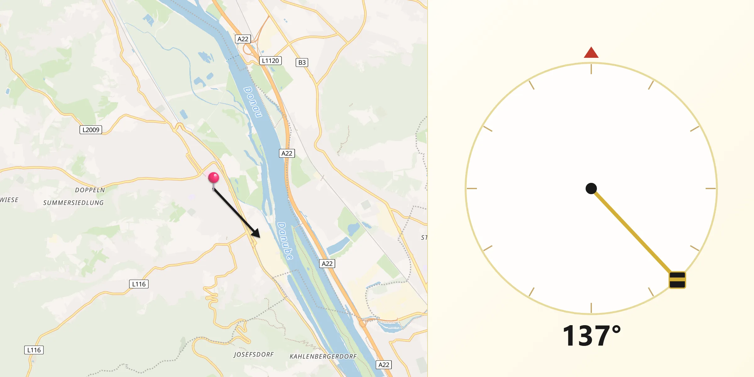 Qibla-Richtung von Klosterneuburg