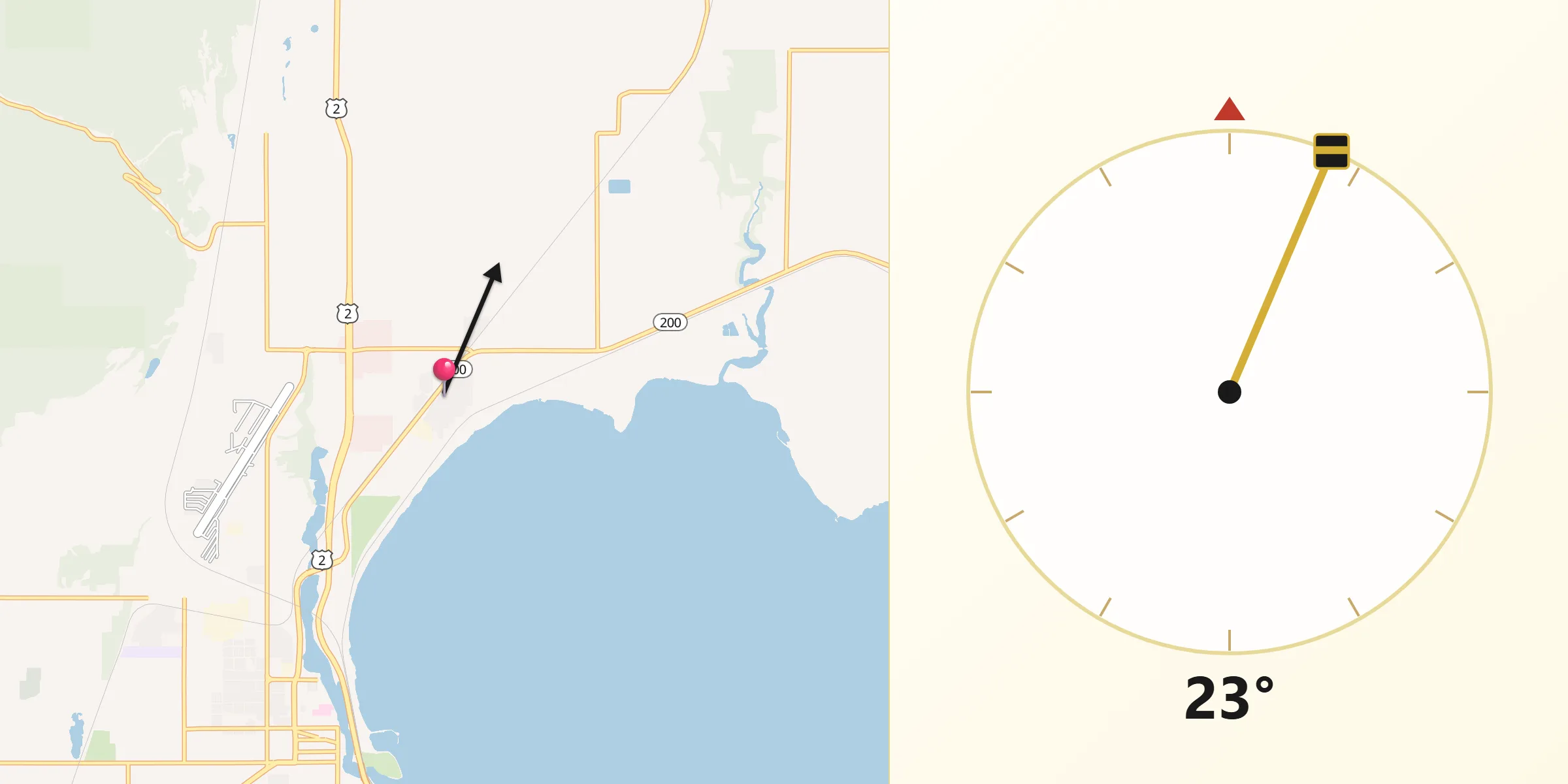 Qibla Direction from Ponderay