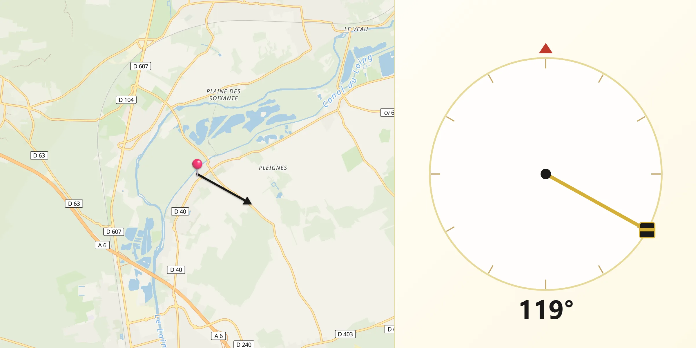 Direction vers la Qibla depuis Montcourt-Fromonville