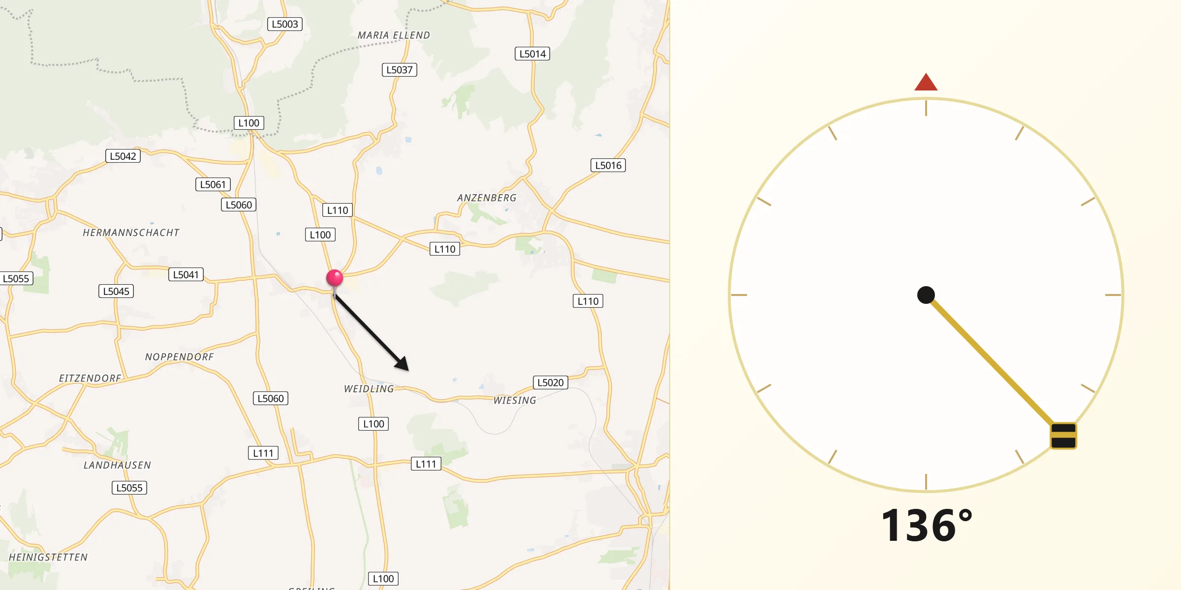 Qibla-Richtung von Statzendorf
