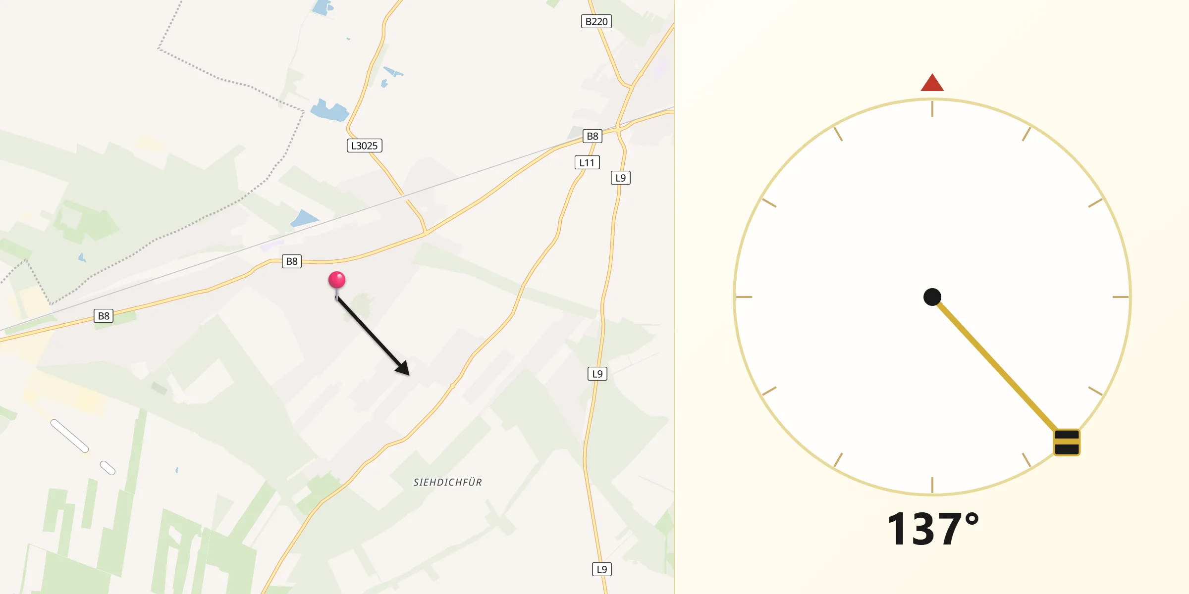 Qibla-Richtung von Strasshof an der Nordbahn