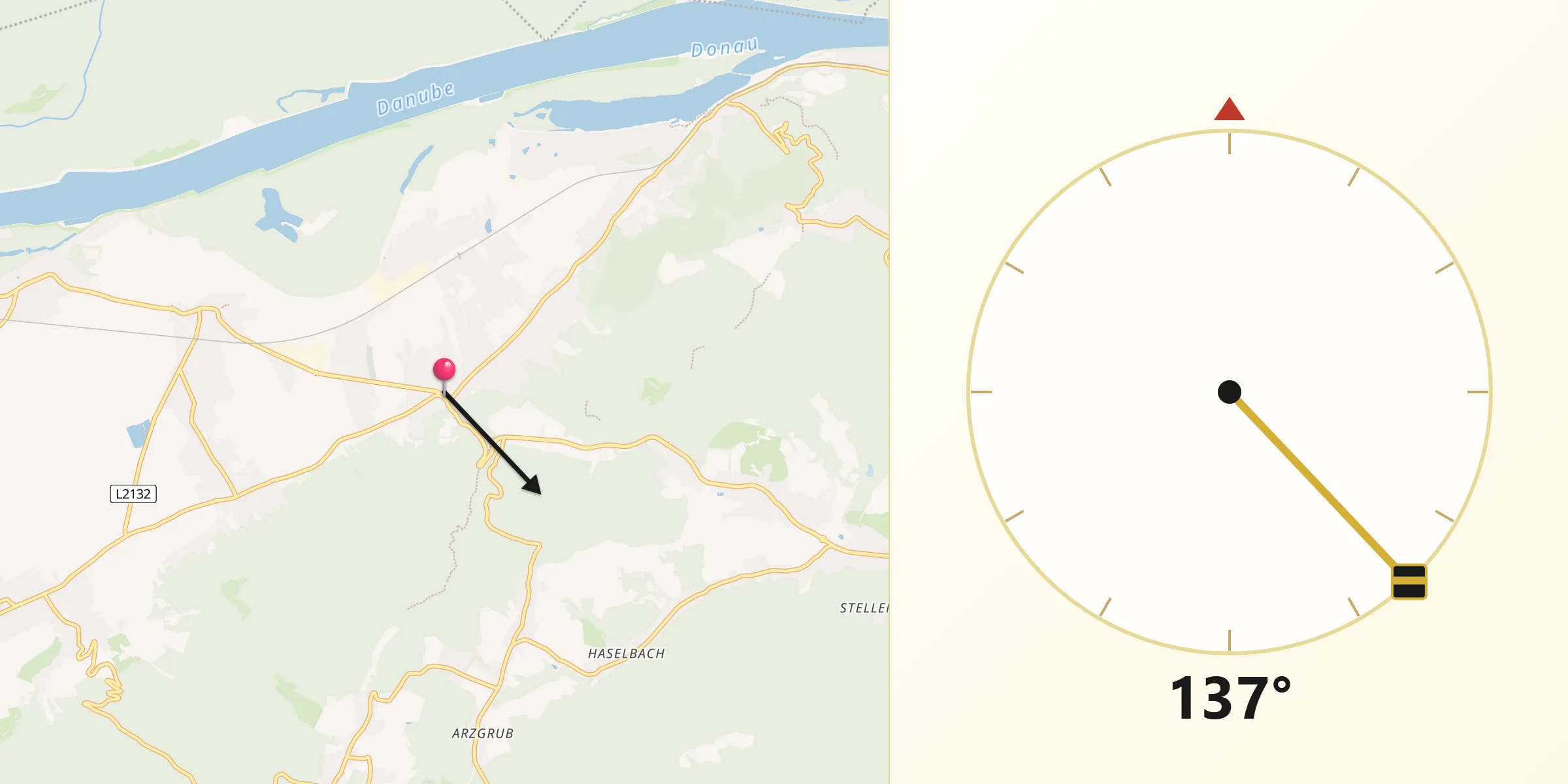 Qibla-Richtung von Sankt Andrä vor dem Hagenthale