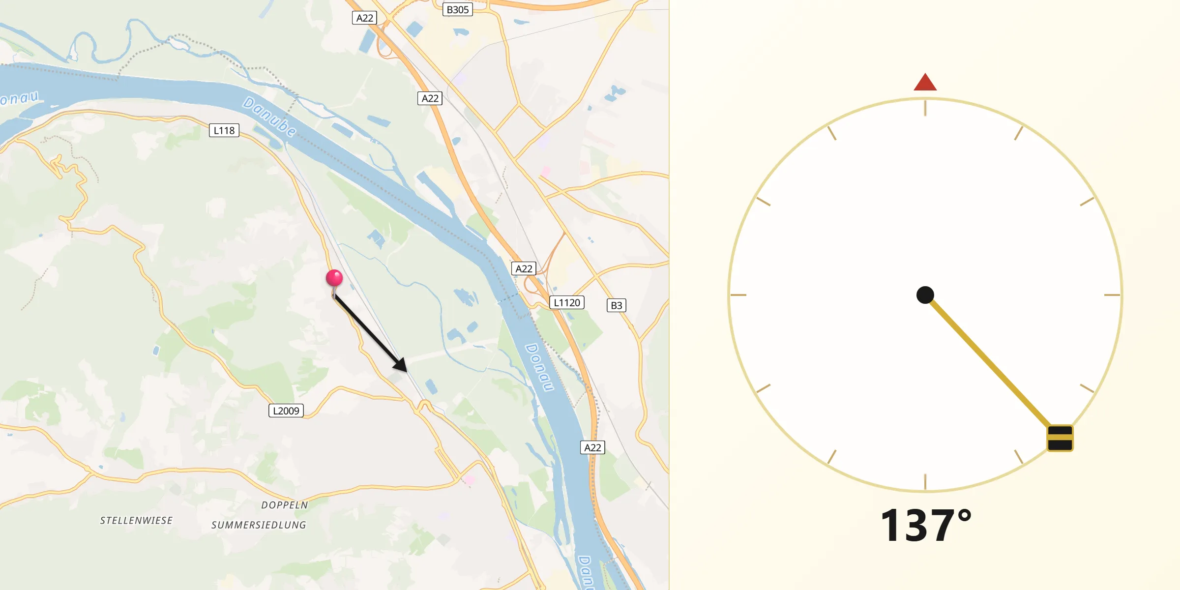 Qibla-Richtung von Kritzendorf