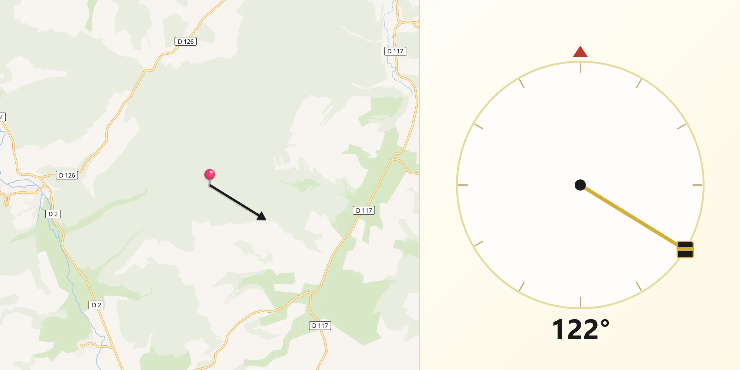 Direction vers la Qibla depuis Leschères-sur-le-Blaiseron