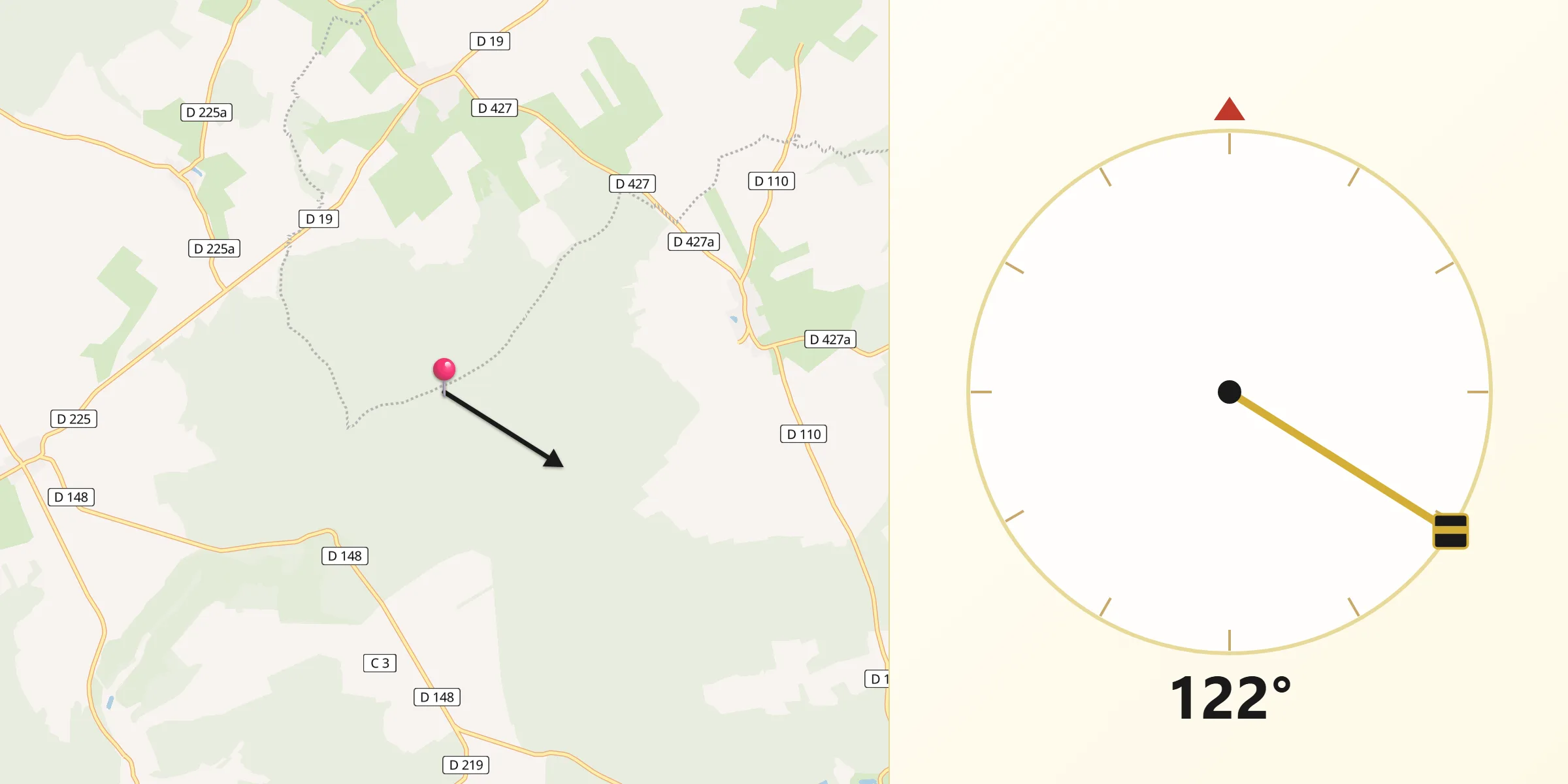 Direction vers la Qibla depuis Aillianville