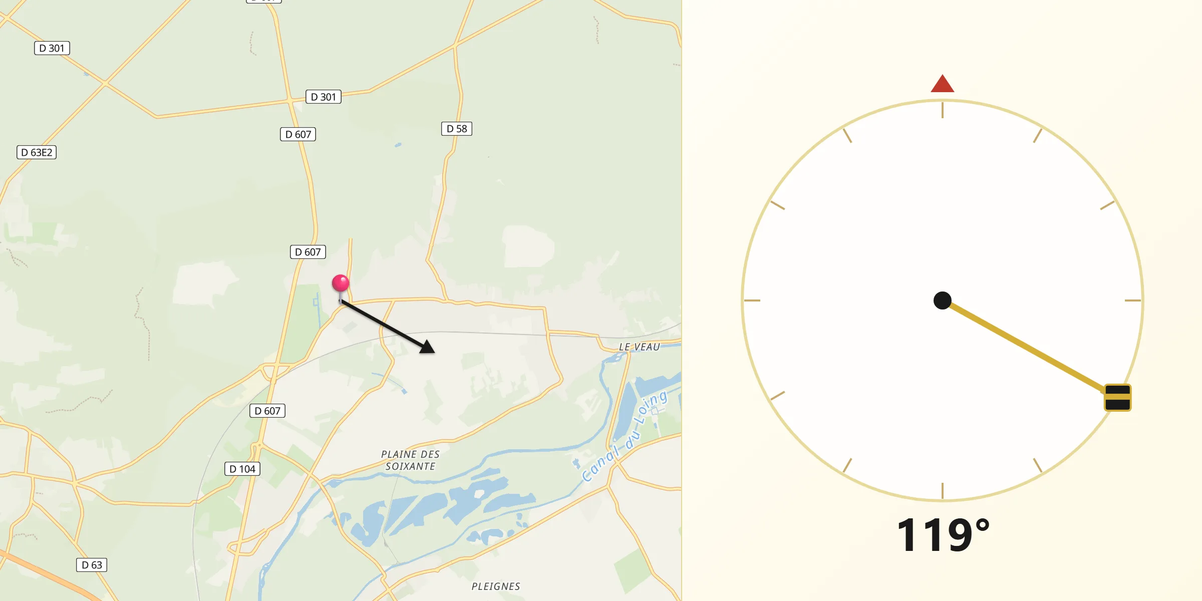 Direction vers la Qibla depuis Bourron-Marlotte
