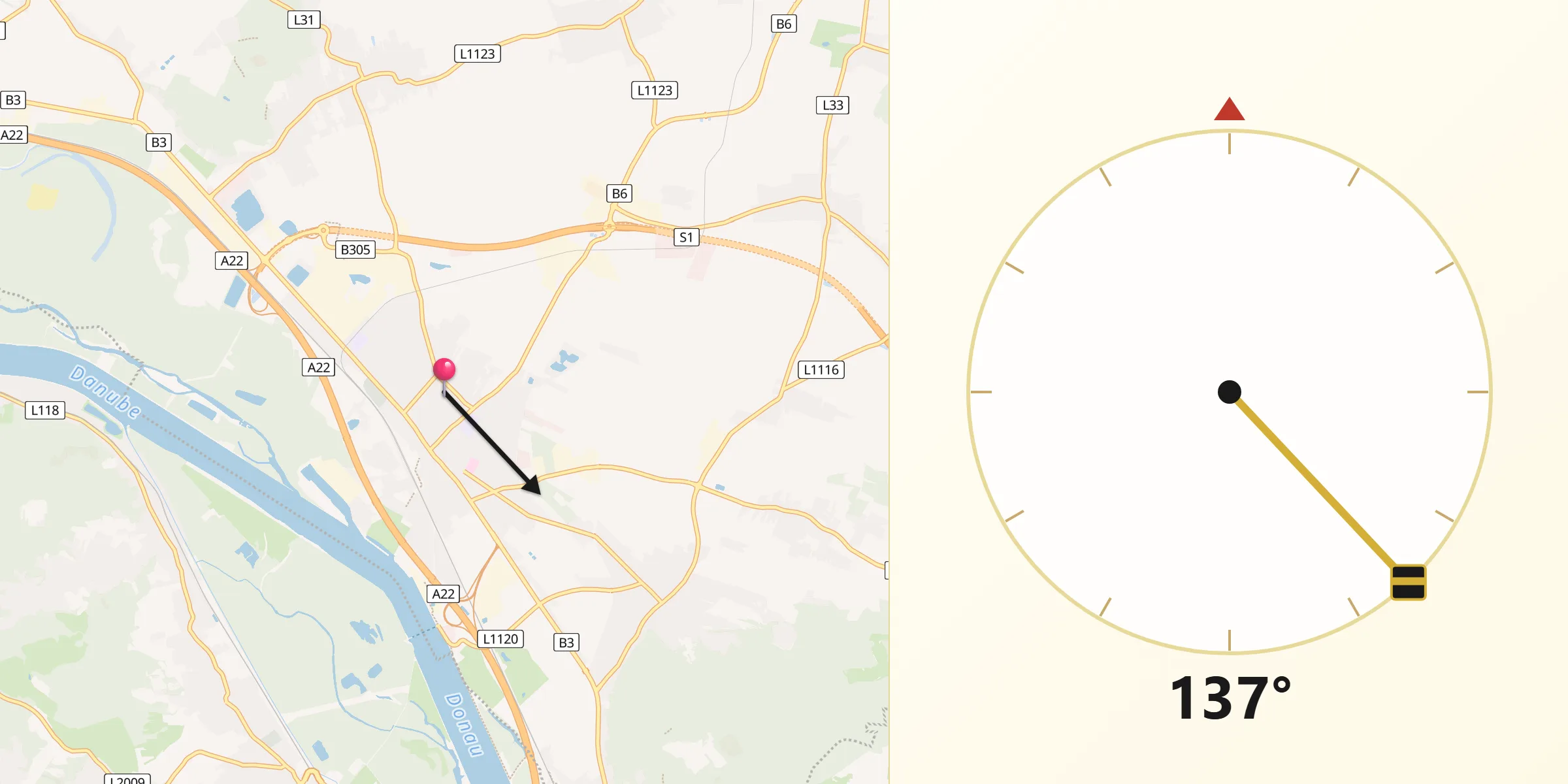 Qibla-Richtung von Korneuburg