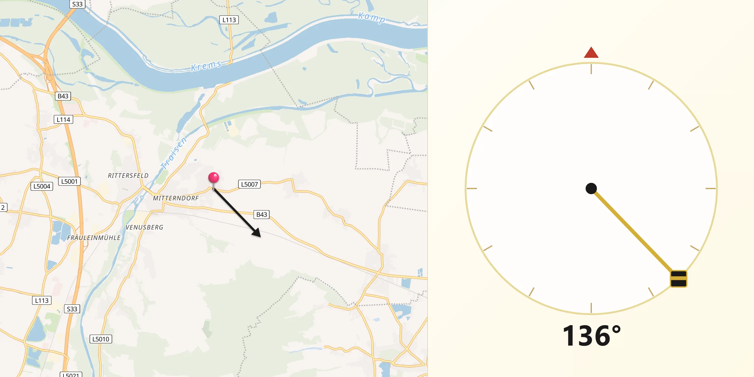 Qibla-Richtung von Stollhofen