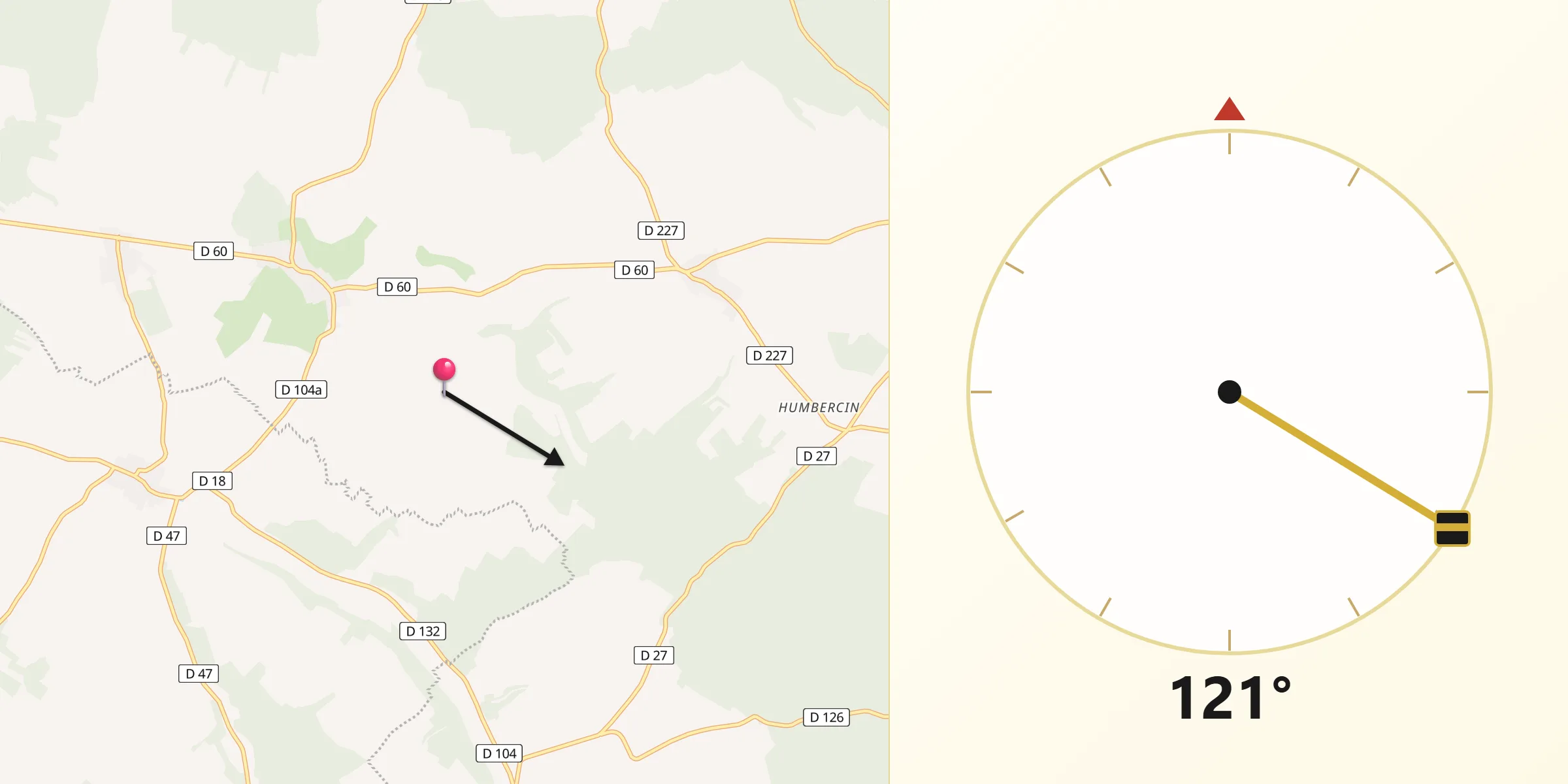 Direction vers la Qibla depuis Blumeray