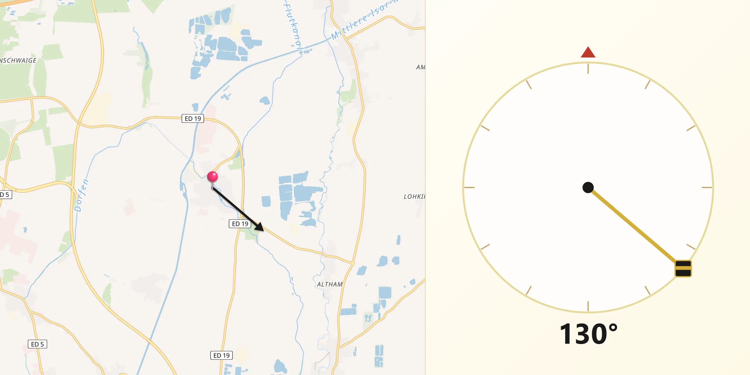 Qibla-Richtung von Eitting