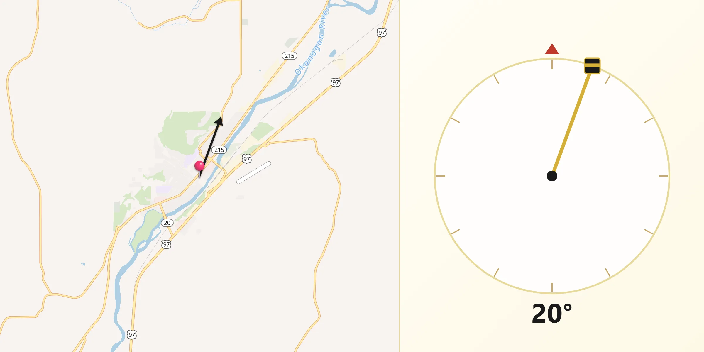 Qibla Direction from Okanogan