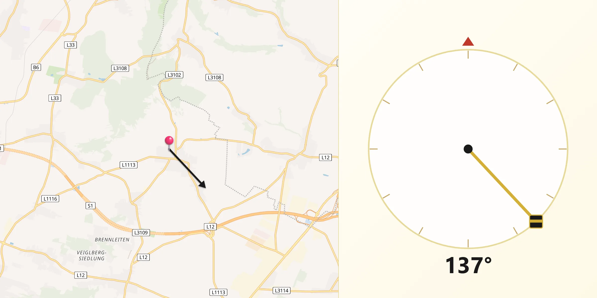 Qibla-Richtung von Enzersfeld