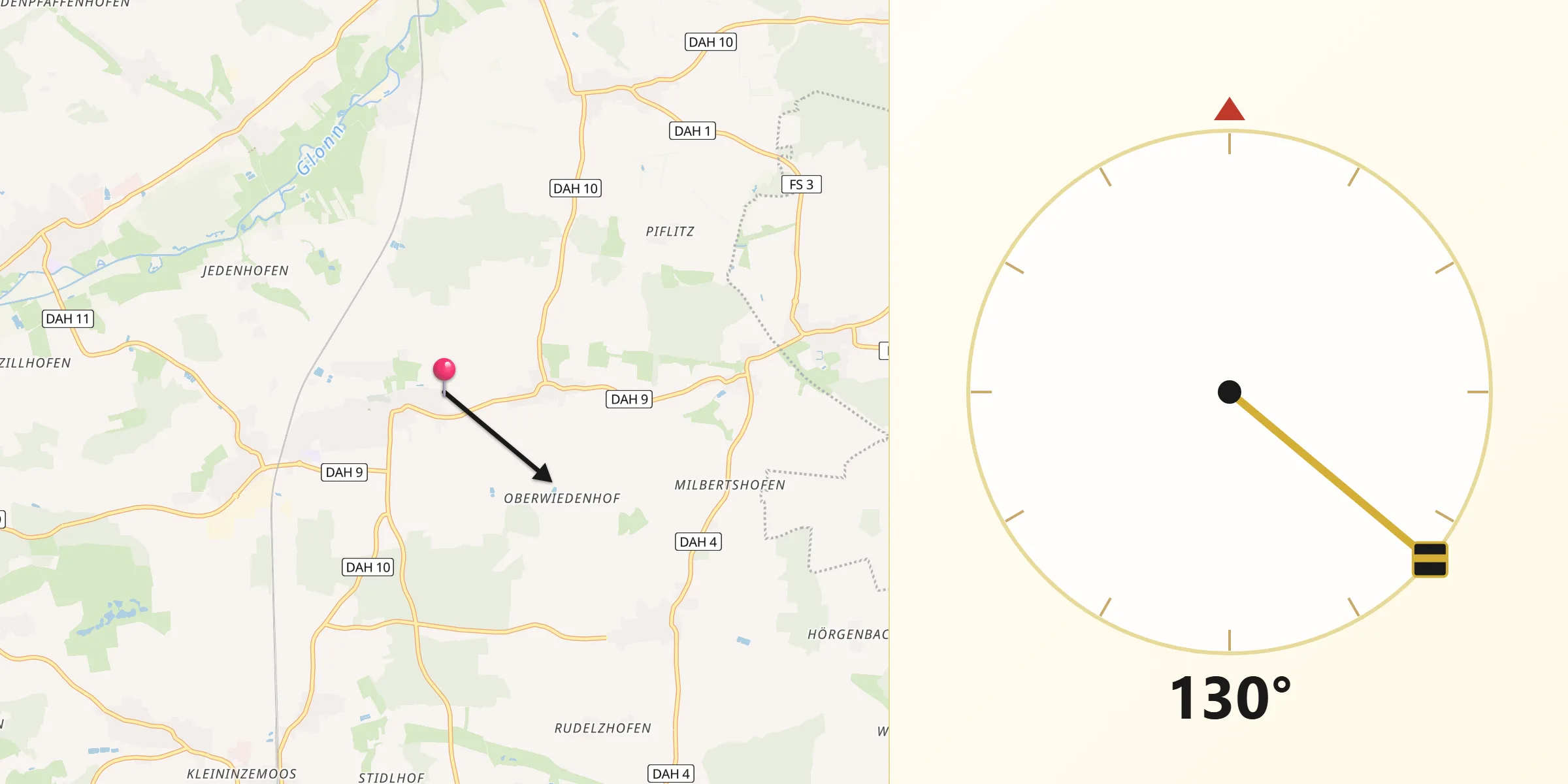 Qibla-Richtung von Vierkirchen