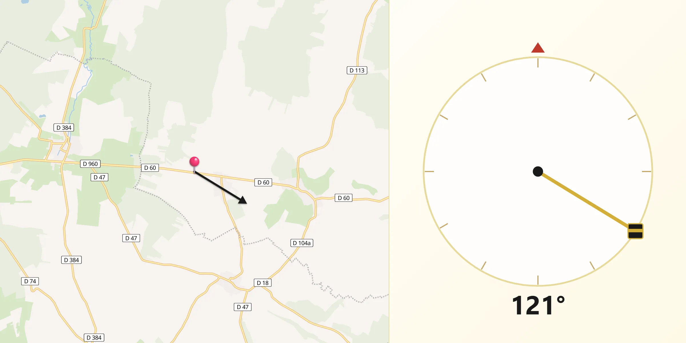 Direction vers la Qibla depuis Nully