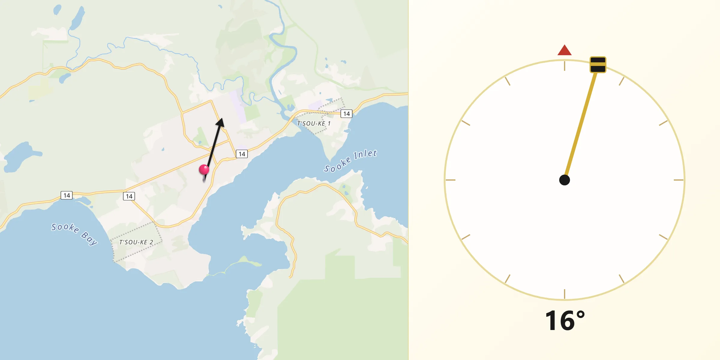 Qibla Direction from Sooke