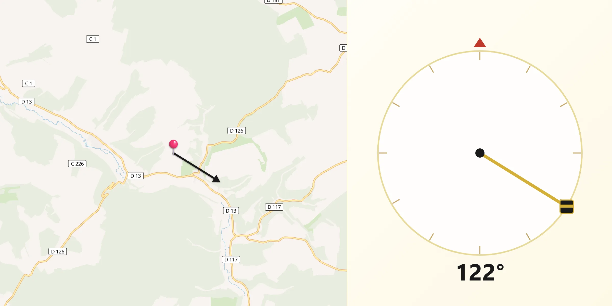 Direction vers la Qibla depuis Brachay