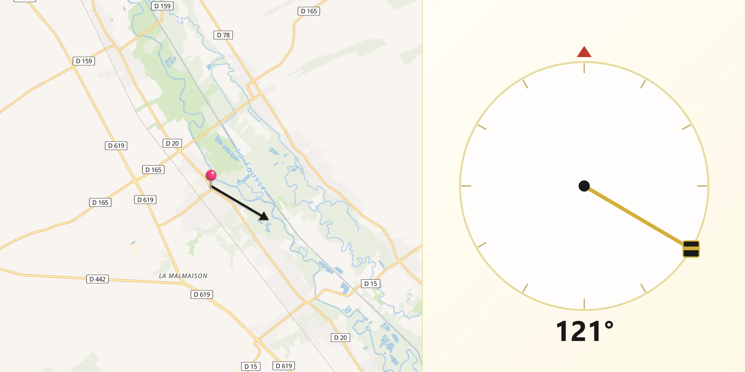 Direction vers la Qibla depuis Payns