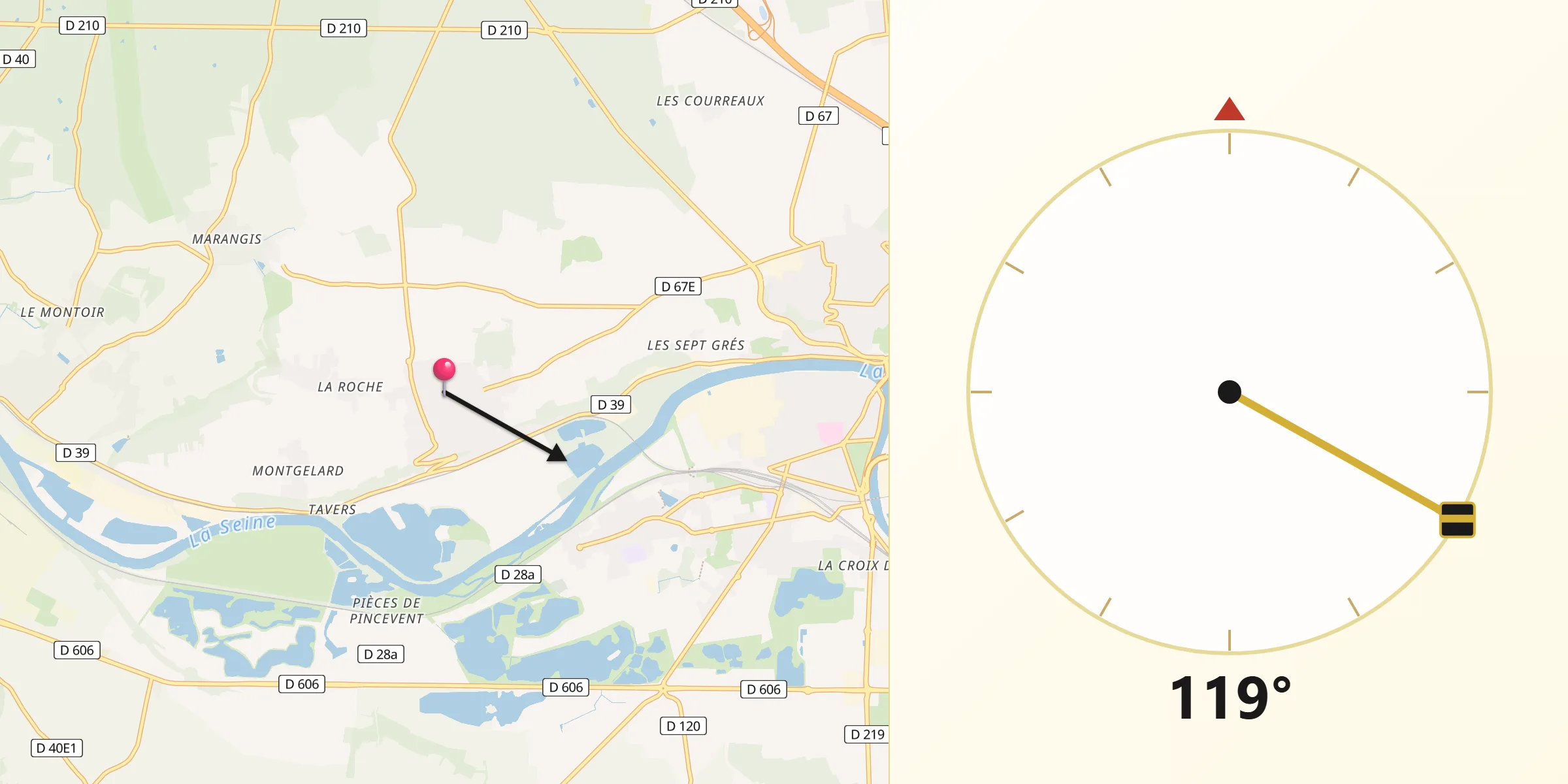 Direction vers la Qibla depuis La Grande-Paroisse