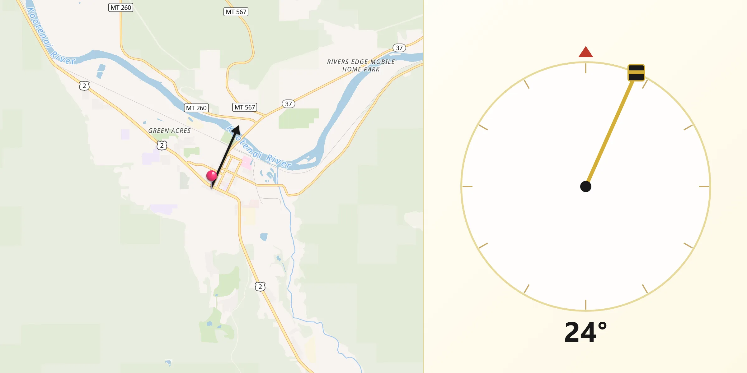Qibla Direction from Libby