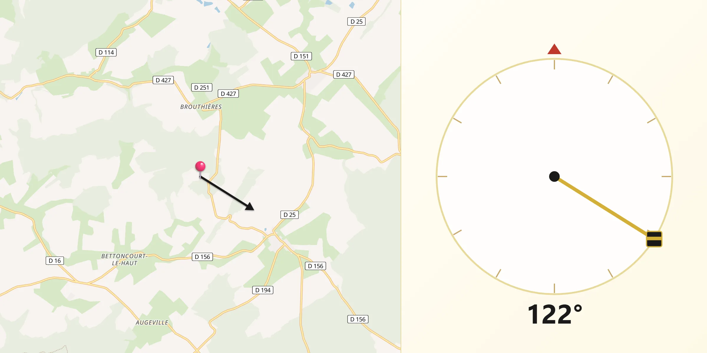 Direction vers la Qibla depuis Germisay