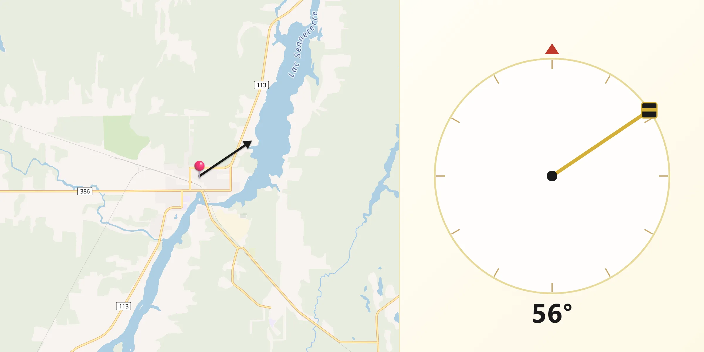 Qibla Direction from Senneterre