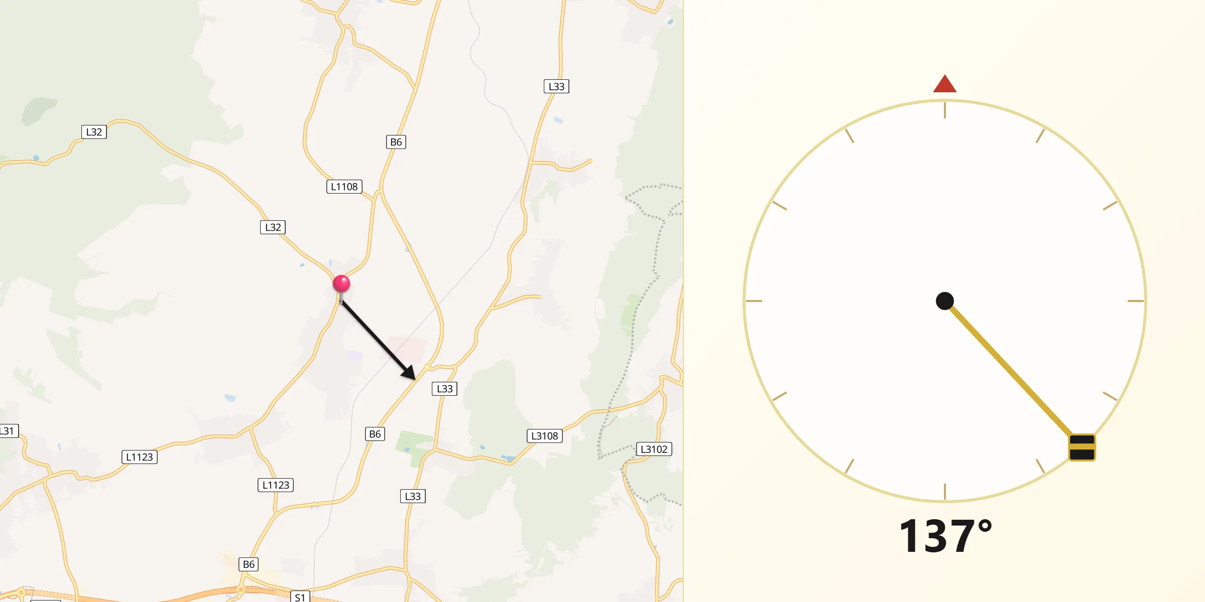 Qibla-Richtung von Harmannsdorf