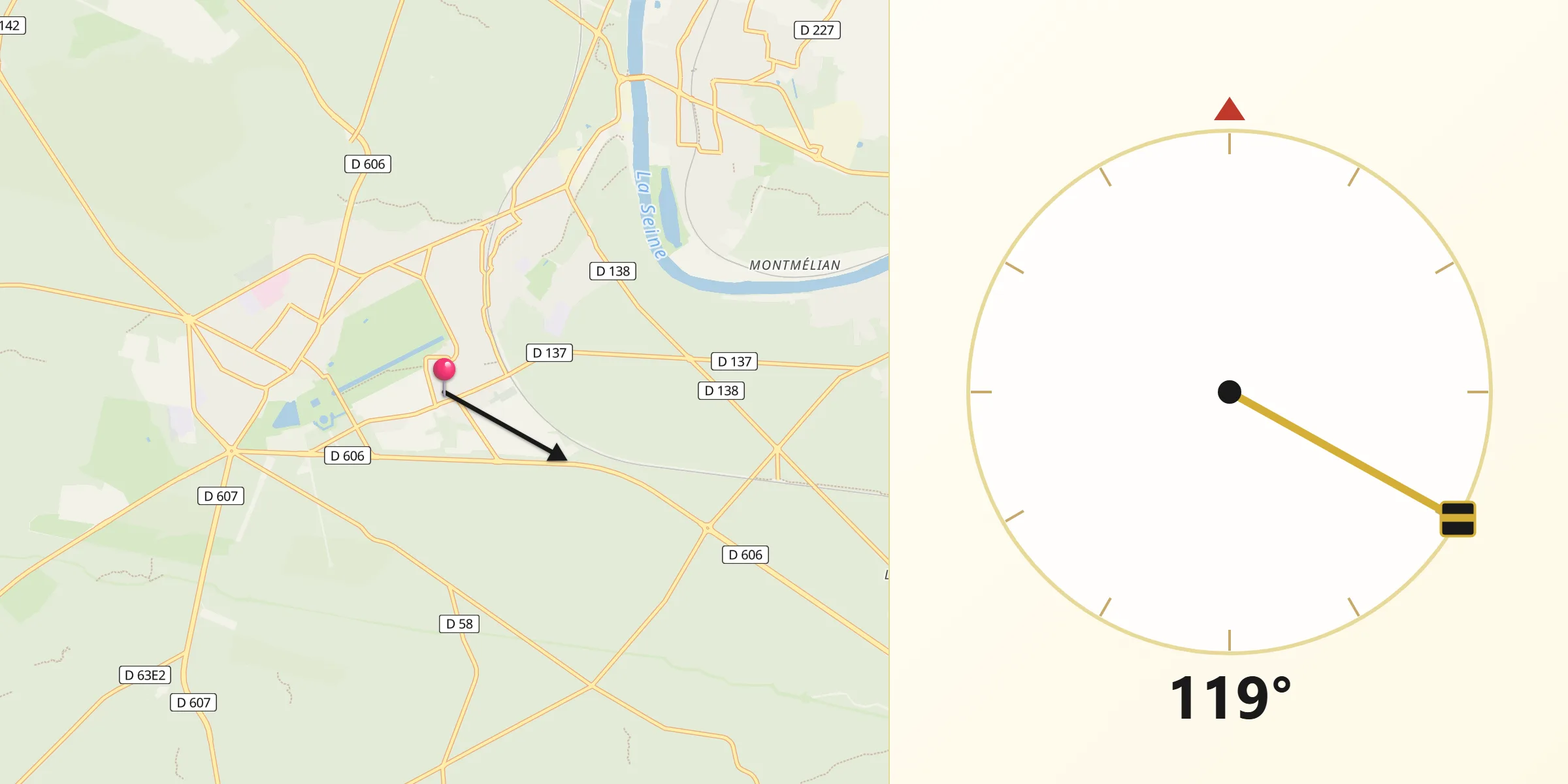 Direction vers la Qibla depuis Avon