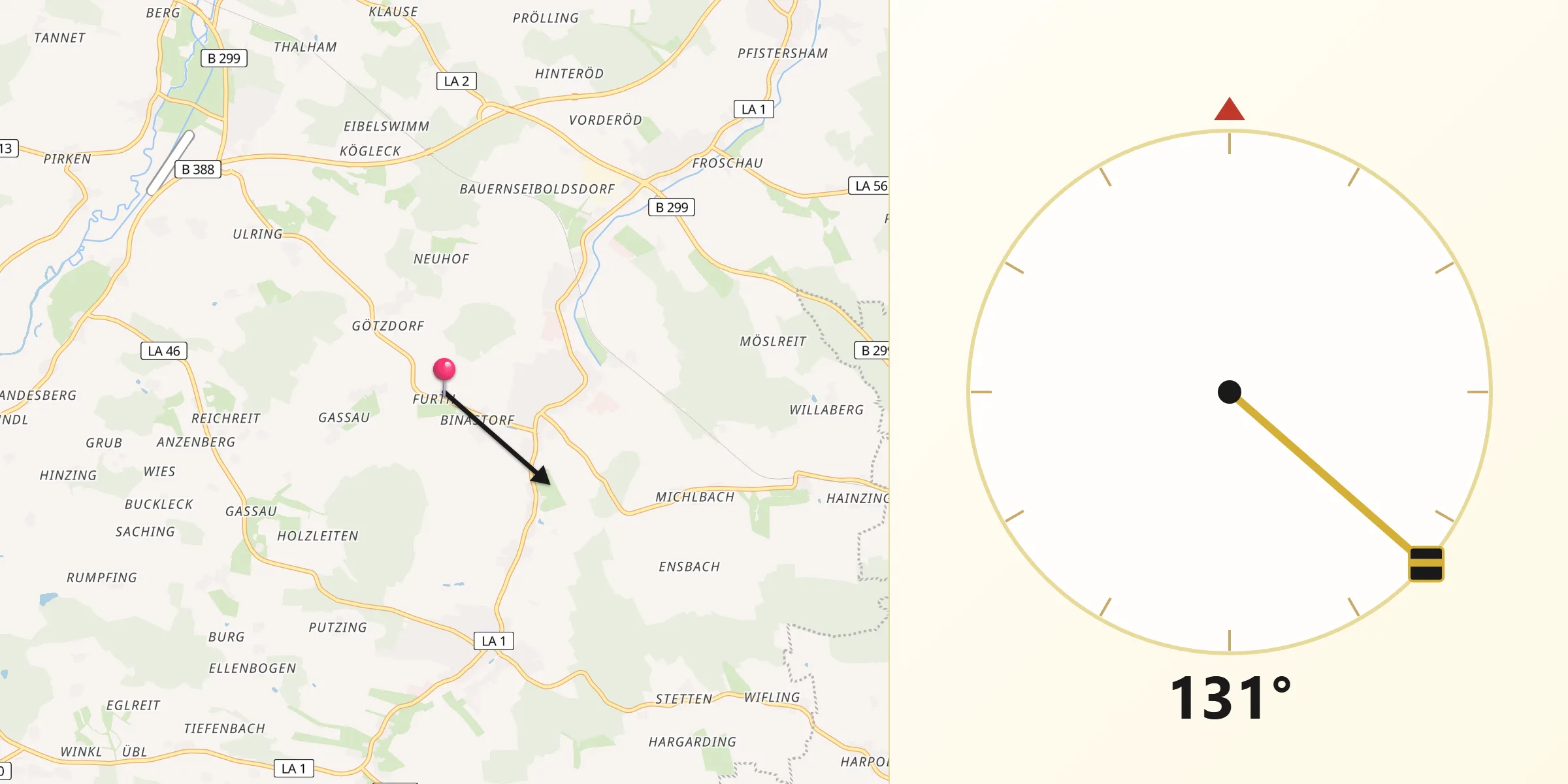 Qibla-Richtung von Fürth