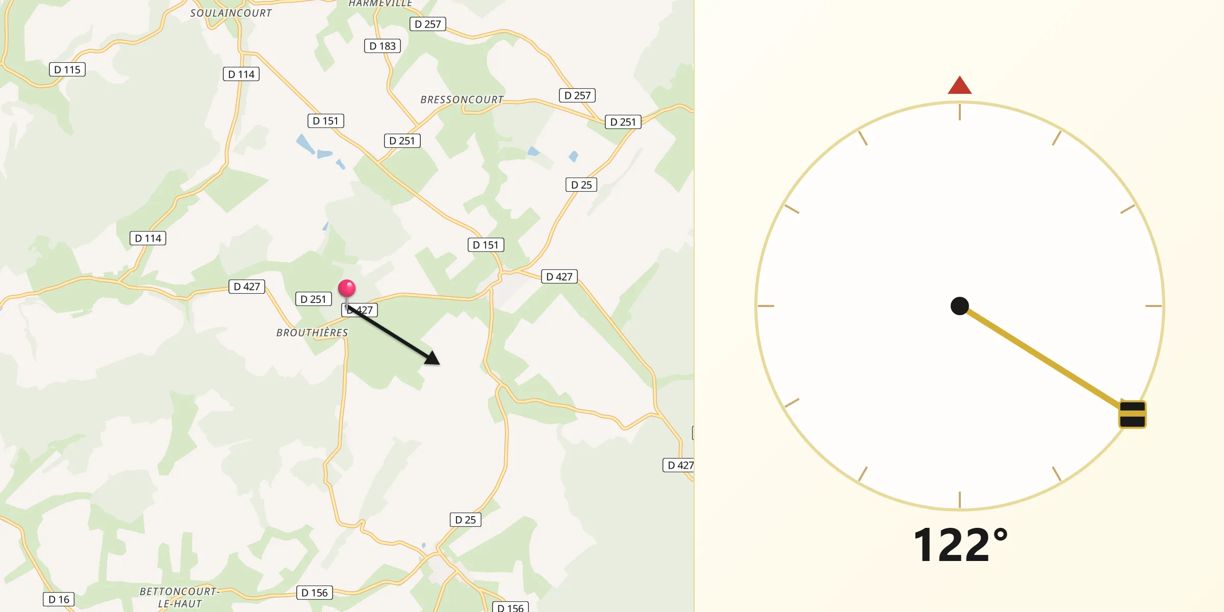 Direction vers la Qibla depuis Germay