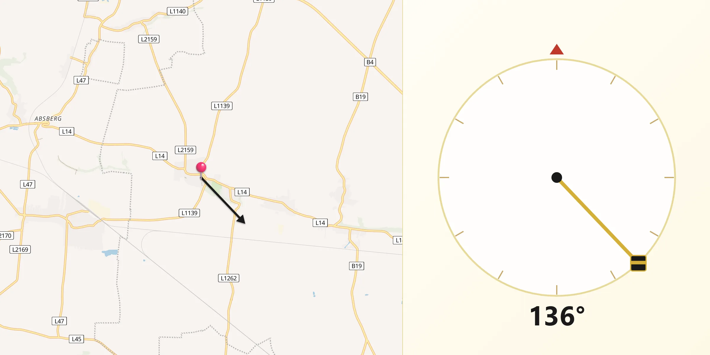 Qibla-Richtung von Stetteldorf am Wagram